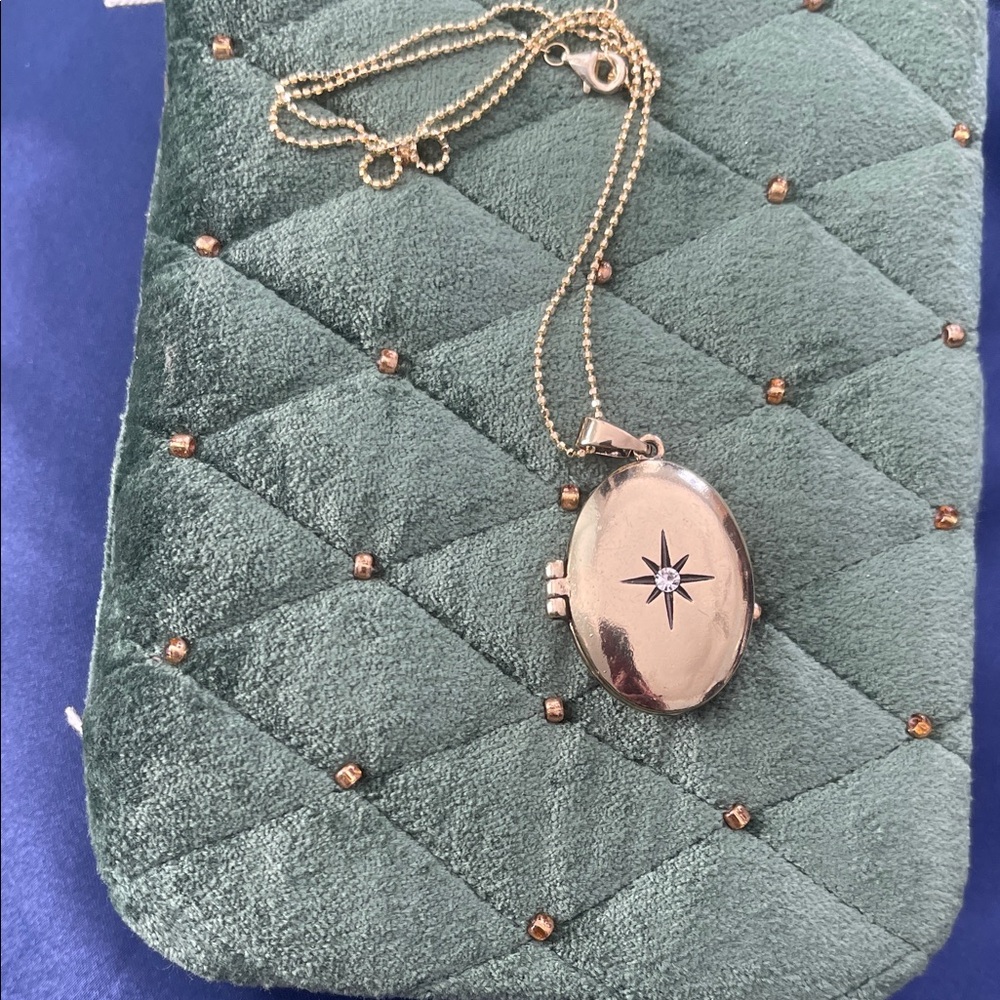 Gold Locket Necklace with Star Design